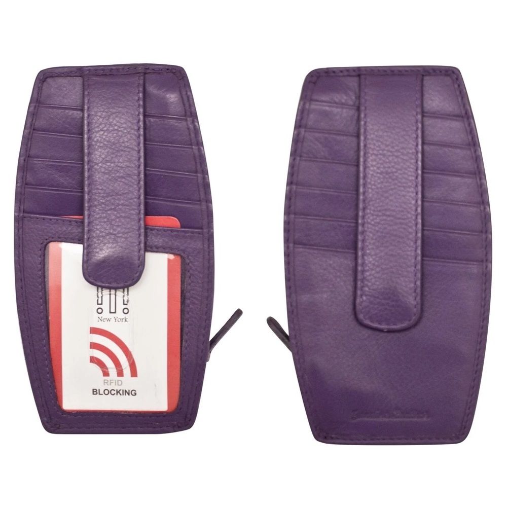 Leather cool tropics credit card ID case wallet purple 7804